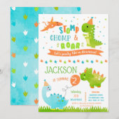 Dinosaur Birthday Party Invitations Kaart (Voorkant / Achterkant)