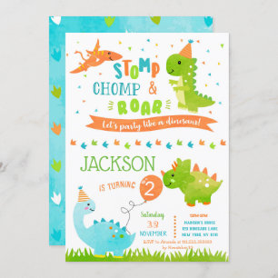 Dinosaur Birthday Party Invitations Kaart