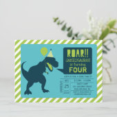 Dinosaur Birthday Party Invitations Kaart (Staand voorkant)