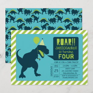 Dinosaur Birthday Party Invitations Kaart