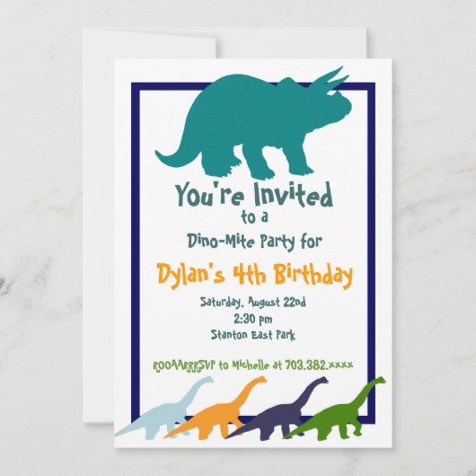 Dinosaur Birthday Party Invitations Kaart (Voorkant)