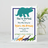 Dinosaur Birthday Party Invitations Kaart (Staand voorkant)