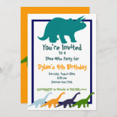 Dinosaur Birthday Party Invitations Kaart (Voorkant / Achterkant)