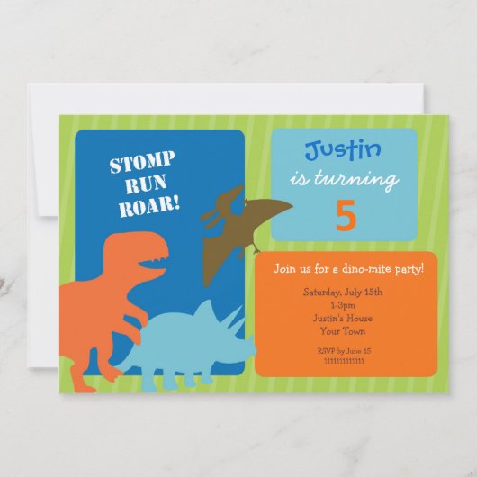 Dinosaur Birthday Party Invitations Kaart (Voorkant)