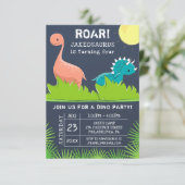 Dinosaur Birthday Party Invitations Kaart (Staand voorkant)
