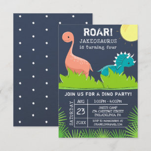 Dinosaur Birthday Party Invitations Kaart