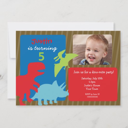Dinosaur Birthday Party Invitations Kaart (Voorkant)