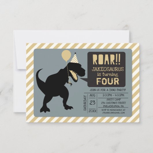 Dinosaur Birthday Party Invitations Kaart (Voorkant)
