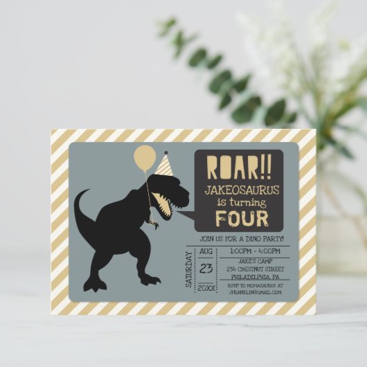 Dinosaur Birthday Party Invitations Kaart (Staand voorkant)