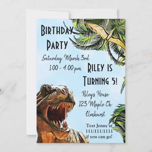 Dinosaur Birthday Party Invitations Kaart (Voorkant)