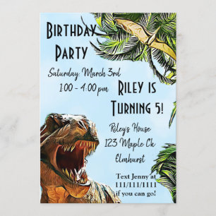 Dinosaur Birthday Party Invitations Kaart