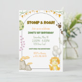 Dinosaur Birthday Party Invite Kaart (Staand voorkant)