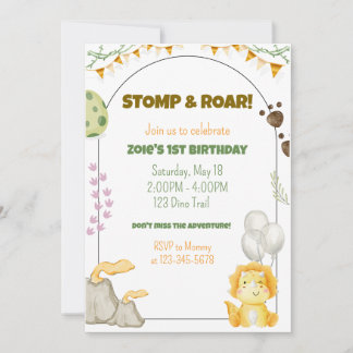 Dinosaur Birthday Party Invite Kaart