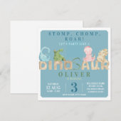 Dinosaur Birthday Party Invite Save The Date (Voorkant / Achterkant)