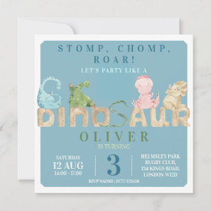 Dinosaur Birthday Party Invite Save The Date