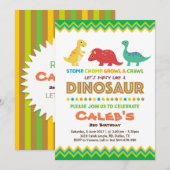 Dinosaur Birthday Party Kaart (Voorkant / Achterkant)