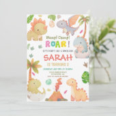 Dinosaur Birthday Party Kaart (Staand voorkant)