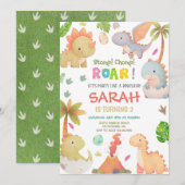 Dinosaur Birthday Party Kaart (Voorkant / Achterkant)