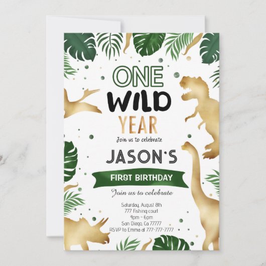 Dinosaur Birthday Party Kaart (Voorkant)