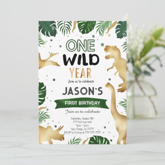 Dinosaur Birthday Party Kaart (Staand voorkant)