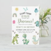 Dinosaur Birthday Party Kaart (Staand voorkant)