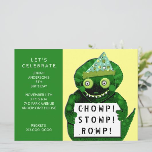 Dinosaur Birthday Party Kaart (Staand voorkant)