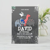 Dinosaur Birthday Party Kaart (Staand voorkant)