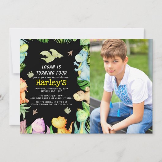 Dinosaur Birthday Party Kaart (Voorkant)