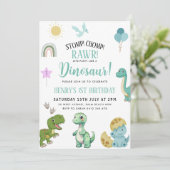 Dinosaur Birthday Party Kaart (Staand voorkant)