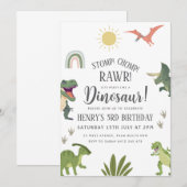 Dinosaur Birthday Party Kaart (Voorkant / Achterkant)