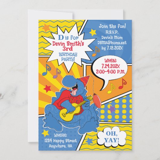 Dinosaur Birthday Party Kaart (Voorkant)