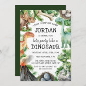 Dinosaur Birthday Party Kaart (Voorkant / Achterkant)