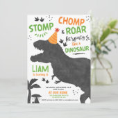 Dinosaur Birthday Party Kaart (Staand voorkant)