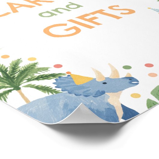 Dinosaur Birthday Party Kaarten and Gifts Sign Poster (Hoek)