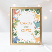 Dinosaur Birthday Party Kaarten and Gifts Sign Poster