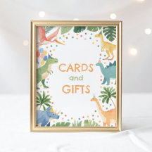 Dinosaur Birthday Party Kaarten and Gifts Sign