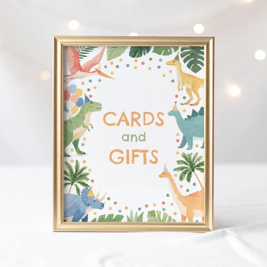 Dinosaur Birthday Party Kaarten and Gifts Sign Poster