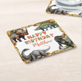 Dinosaur Birthday Party Kartonnen Onderzetters (Schuin)