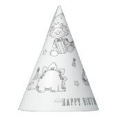 Dinosaur Birthday Party - Kleur uw eigen Pet Feesthoedjes (Links)
