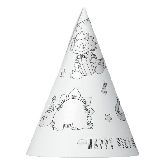 Dinosaur Birthday Party - Kleur uw eigen Pet Feesthoedjes (Links)