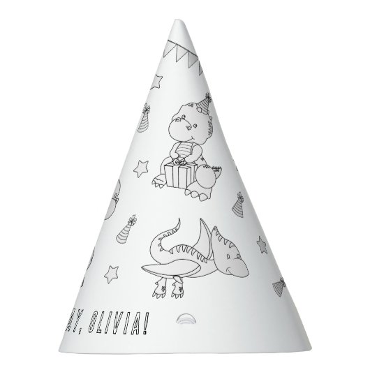Dinosaur Birthday Party - Kleur uw eigen Pet Feesthoedjes (Rechts)
