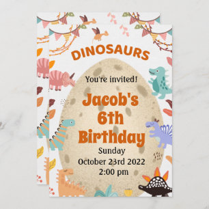 Dinosaur Birthday Party met Large Dino Egg Custom Kaart