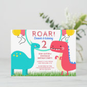 Dinosaur Birthday Party nodigt elke leeftijd uit Kaart (Staand voorkant)