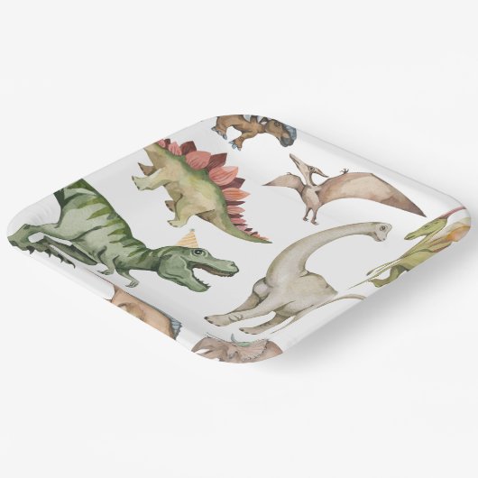 Dinosaur Birthday Party Paper Borden Papieren Bordje (Gebogen)