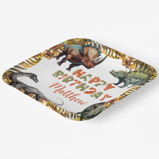 Dinosaur Birthday Party Paper Borden Papieren Bordje (Gebogen)