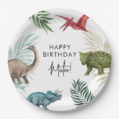 Dinosaur Birthday Party Paper Borden Papieren Bordje (Voorkant)