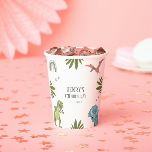 Dinosaur Birthday Party Papieren Bekers (Insitu)