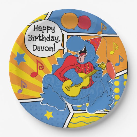 Dinosaur Birthday Party Papieren Bordje (Voorkant)