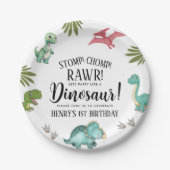 Dinosaur Birthday Party Papieren Bordje (Voorkant)