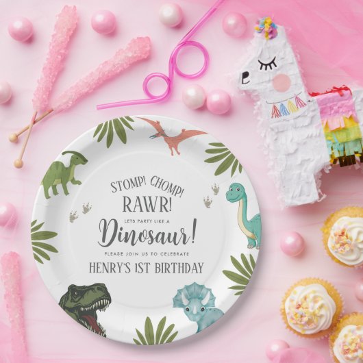 Dinosaur Birthday Party Papieren Bordje (Feest)